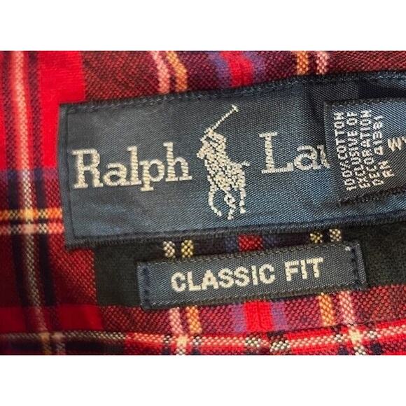 Ralph Lauren Mens Classic Fit Shirt Long Sleeve Button Down Plaid Red Size M - Picture 4 of 8